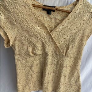 Y2K Elementz Lacy Crossover Top – Vintage 2000s Feminine Lace Blouse